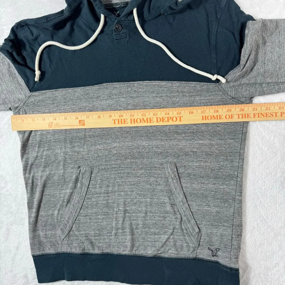 American Eagle Outfitters Classic Fit Men's S Hoodie Two Tone Pullover Blue/Gray